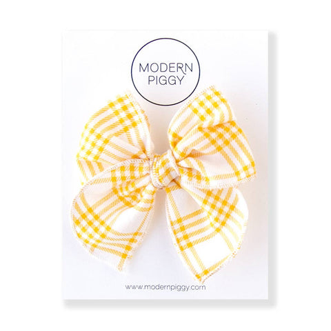 Modern Piggy - Sunflower Plaid | Petite Party Bow - Lulu Bella Boutique