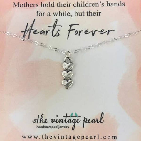 The Vintage Pearl - Hearts Forever Necklace (3) (sterling silver) - Lulu Bella Boutique