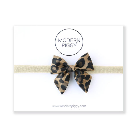 Leopard | Mini Piggy Bow Nylon Headband