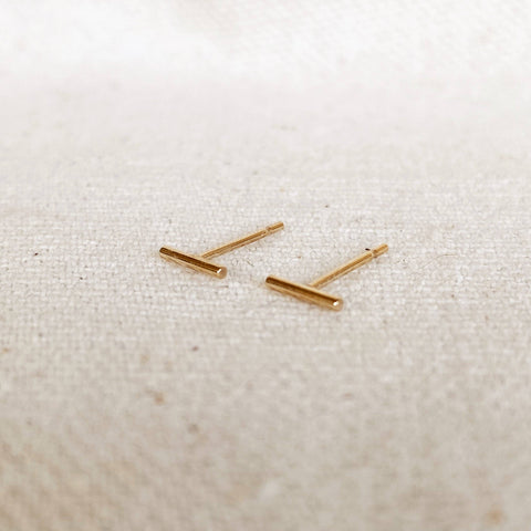 GoldFi - 14k Gold Filled Petite Bar Stud Earrings - Lulu Bella Boutique
