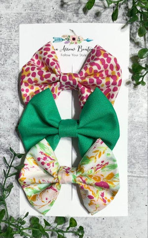 Classic Fabric Hair Bow Set - Summer Fun