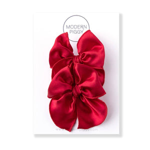 Poinsettia | Pigtail Set - Petite Party Bow