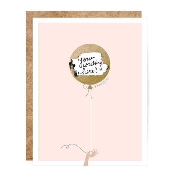 Inklings Paperie - Scratch-off Pink & Gold Balloon Scratch-off Birthday CardBirthday Card