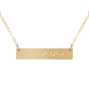 Zen and Zuri - Mama Gold Filled Engraved Bar Necklace - Lulu Bella Boutique