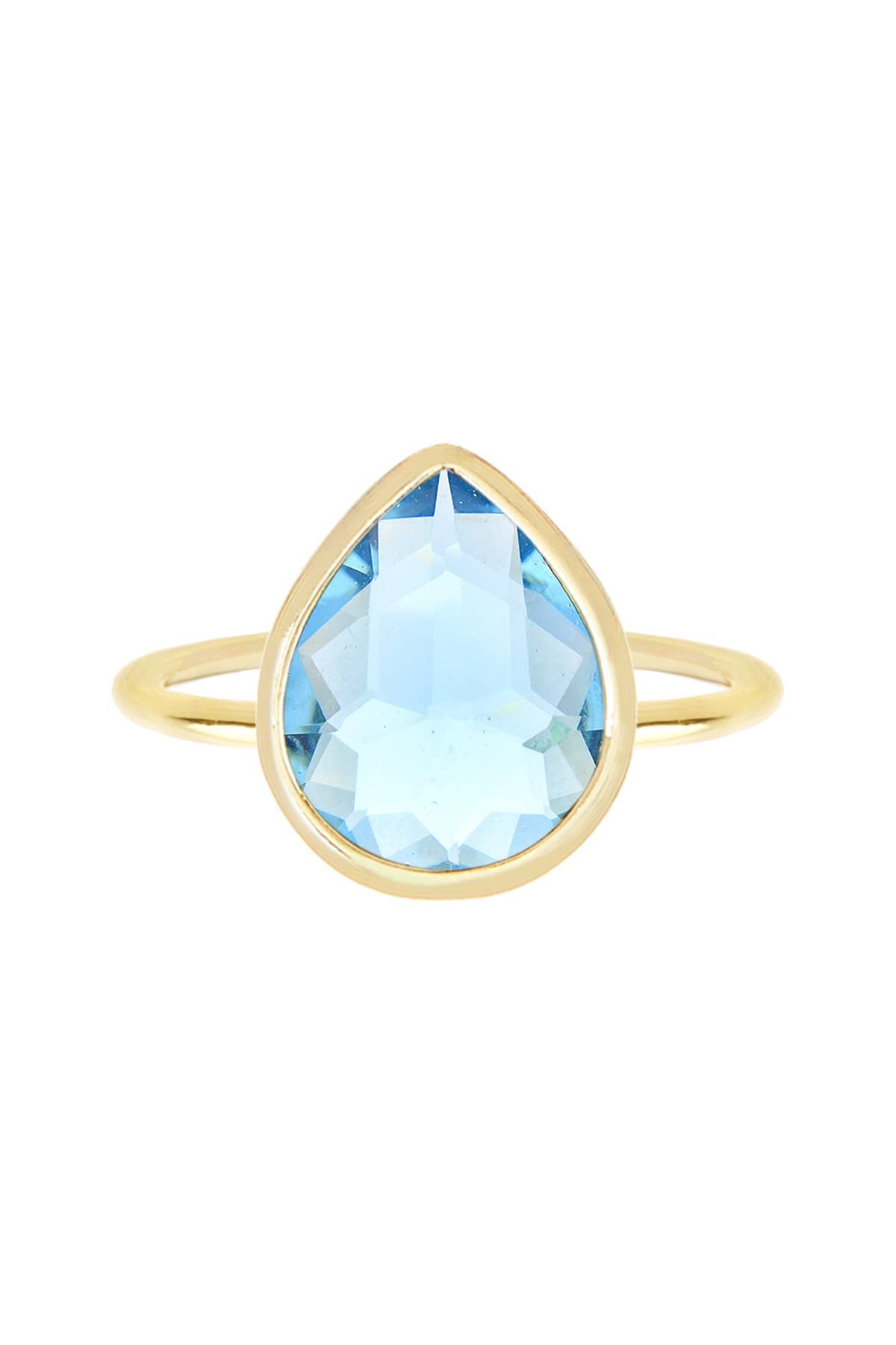 Zoey Simmons - Blue Crystal Teardrop Ring - GF