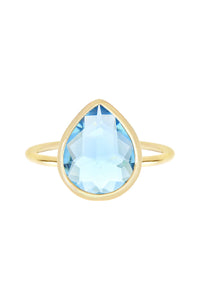 Zoey Simmons - Blue Crystal Teardrop Ring - GF