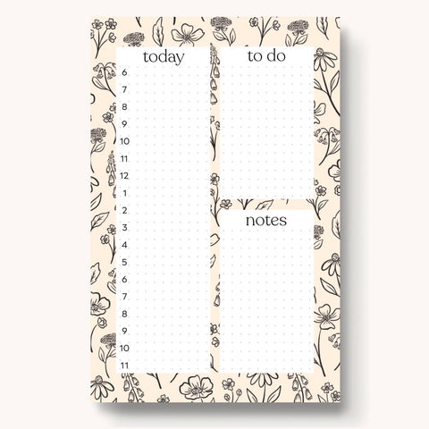 Pressed Floral Daily Planner Notepad, 8.5x5.5 in.