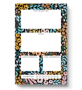 Black Floral Daily Planner Notepad, 8.5x5.5 in.