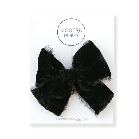 Coal | Velvet Ribbon Bow: Alligator Clip