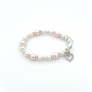 Children's Sterling Silver Pink & White Pearl Baby Bracelet