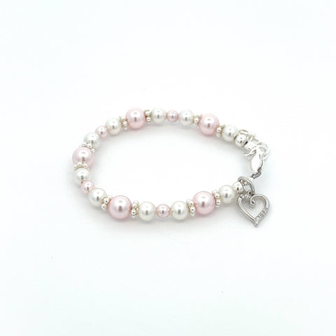 Children's Sterling Silver Pink & White Pearl Baby Bracelet