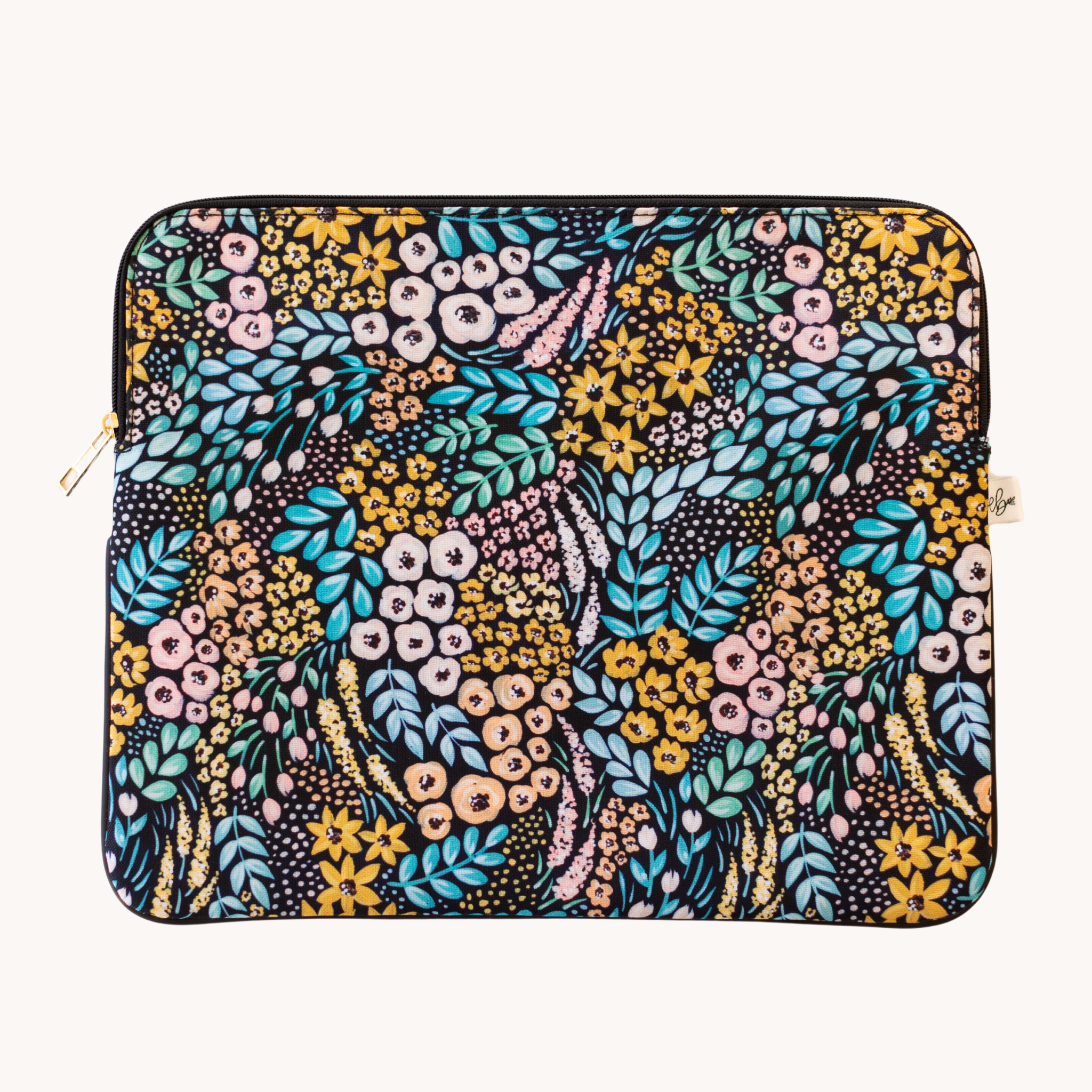 Black Floral Laptop Sleeve: 13"