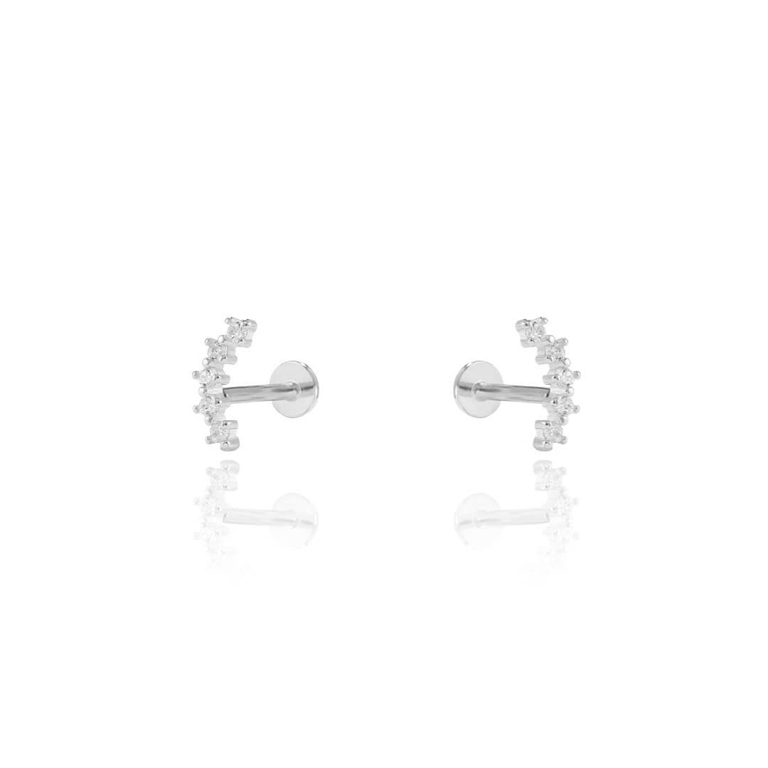 KIKICHIC - CZ Long Curved Line Screw Flat Back Earrings