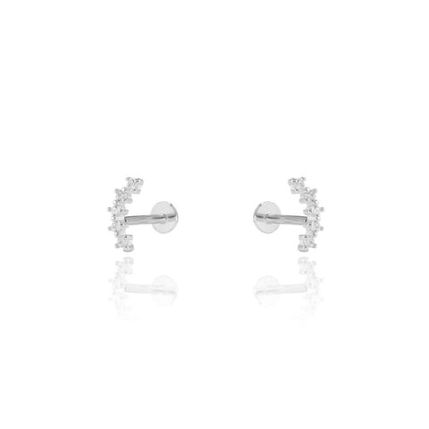 KIKICHIC - CZ Long Curved Line Screw Flat Back Earrings