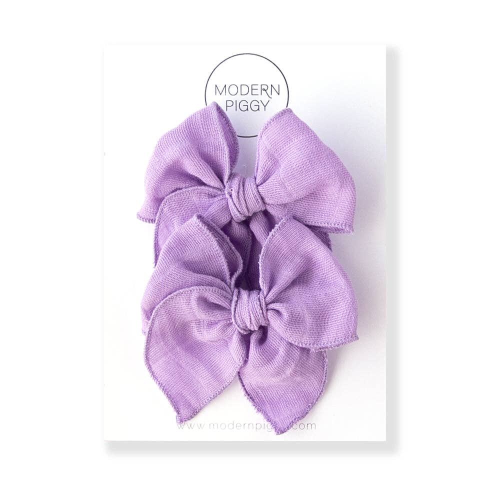 Modern Piggy - Lilac Gauze | Pigtail Set - Petite Party Bow - Lulu Bella Boutique