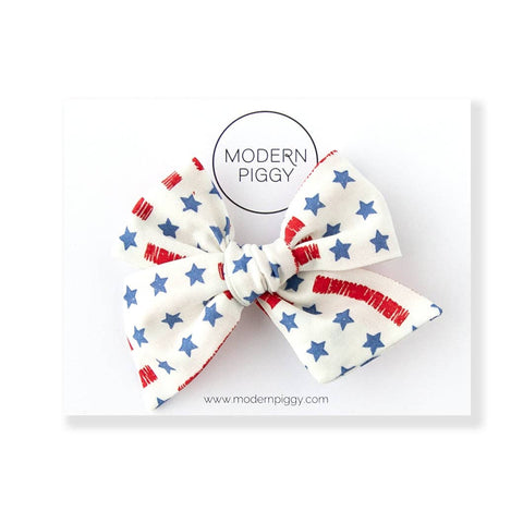 Modern Piggy - Stars & Stripes | Oversized Hand-tied Bow - Lulu Bella Boutique