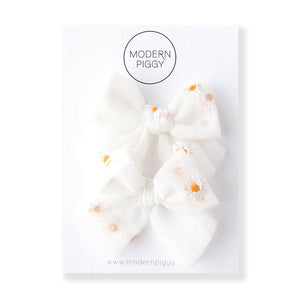 Modern Piggy - English Daisy | Tulle Bow - Pigtail Set