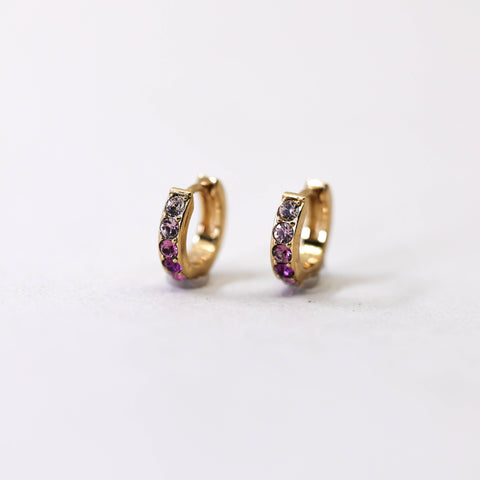 The Land of Salt - Pink Ombre Huggie Hoops Earrings in Gold - Lulu Bella Boutique