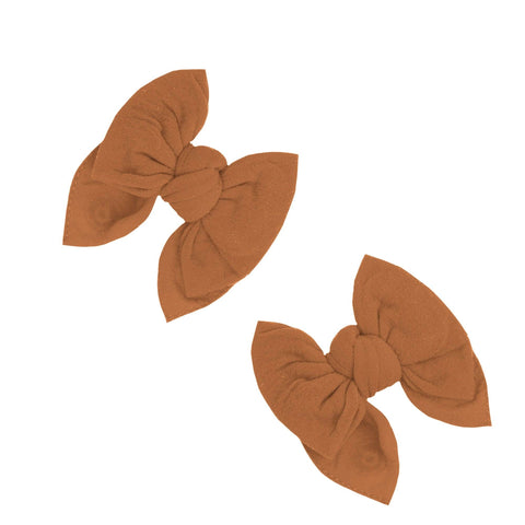 Baby Bling Bows - 2PK BABY DEB CLIPS: camel - Lulu Bella Boutique