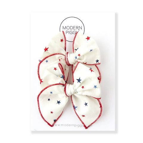 Modern Piggy - U.S.A. | Pigtail Set - Petite Party Bow - Lulu Bella Boutique