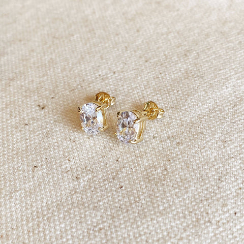 GoldFi - 18k Gold Filled Oval Cubic Zirconia Stud Earrings - Lulu Bella Boutique