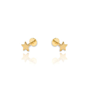 Star Screw Flat Back Cartilage Earrings: Gold