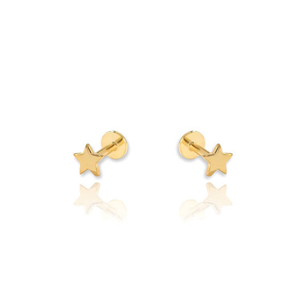 Star Screw Flat Back Cartilage Earrings: Gold