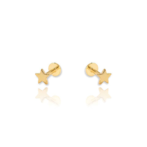 Star Screw Flat Back Cartilage Earrings: Gold