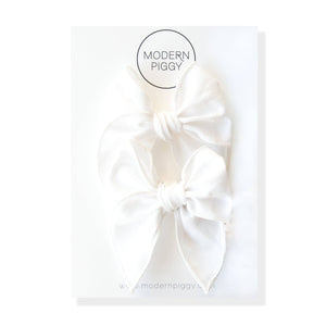 True White | Pigtail Set - Petite Party Bow