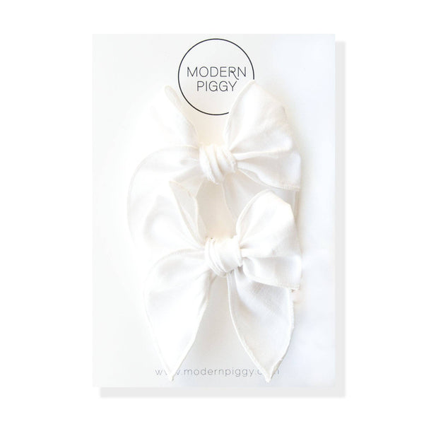 True White | Pigtail Set - Petite Party Bow