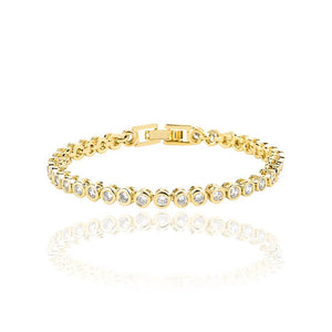 Round Bezel Set Tennis Bracelet: 14k Gold