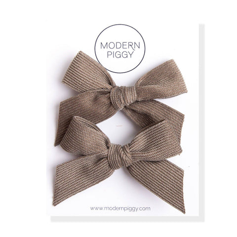 Modern Piggy - Fern | Pigtail Set - Corduroy Ribbon Bow - Lulu Bella Boutique