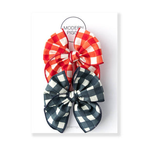 Modern Piggy - Gingham | Pigtail Set - Petite Party Bow