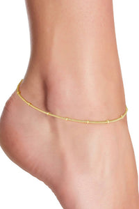 Zoey Simmons - 14k Gold Plated 1mm Bead Chain Anklet - GP