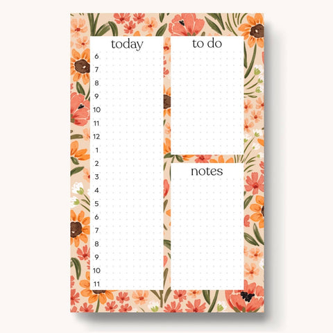 Sunny Poppies Daily Planner Notepad, 8.5x5.5 in.