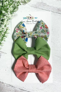 Classic Fabric Hair Bow Set - Botanical Bliss