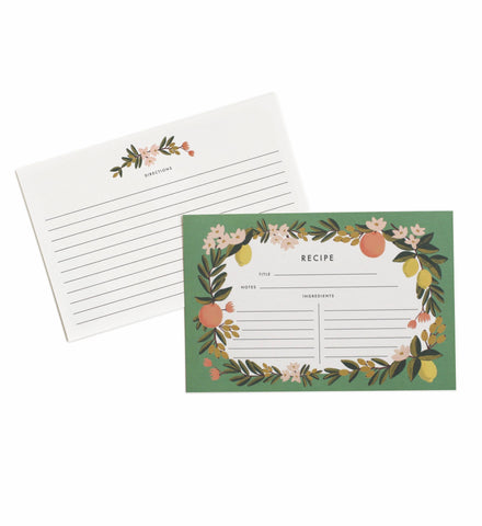 Pack of 12 Citrus Floral Recipe Cards