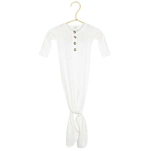 Wren Ribbed Knotted Gown: Newborn-3 Month