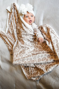 Natural Leopard Plush Swaddle