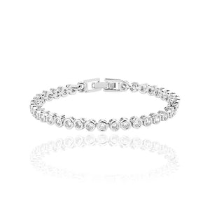 Round Bezel Set Tennis Bracelet: Silver