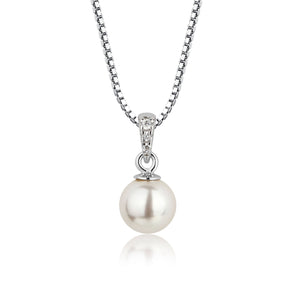 Cherished Moments - Girls Sterling Silver Girls Pearl Pendant Necklace Kids - Lulu Bella Boutique