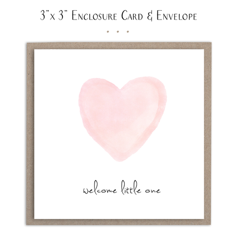 Susan Case Designs - Welcome Little One Mini Card - Pink Heart Baby Girl Card - Lulu Bella Boutique
