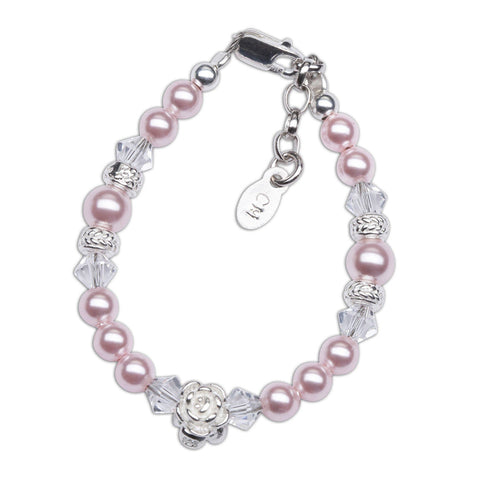 Cherished Moments - Rose - Sterling Silver Pink Pearl Baby & Kids Bracelet - Lulu Bella Boutique