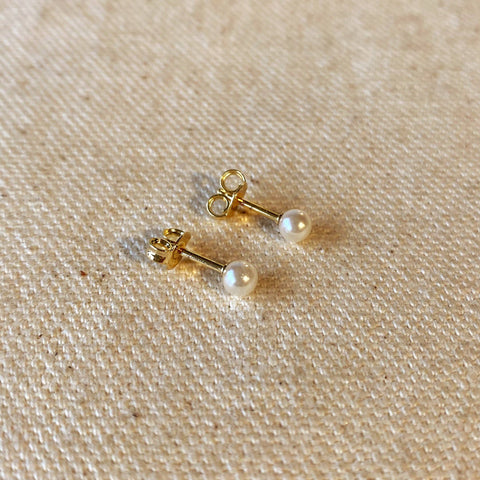 GoldFi - 18k Gold Filled 4mm Classic Pearl Stud - Lulu Bella Boutique