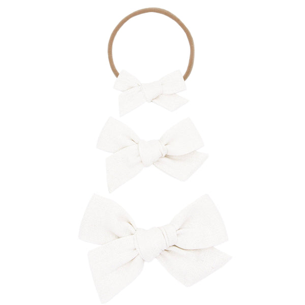 Linen Bow - White Headband: Small / Nylon Headband