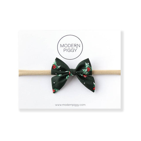 Holly Jolly | Mini Piggy Bow: Nylon Headband