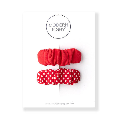 Modern Piggy - Cherry | Ruffle Snap Clip Set - Lulu Bella Boutique