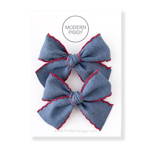 Modern Piggy - Scallop | Pigtail Set - Ribbon Bow - Lulu Bella Boutique