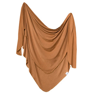 Knit Swaddle Blanket in Camel