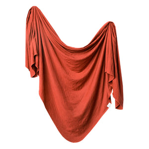 Knit Swaddle Blanket in Rust